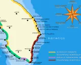 Mappa del Salento: da Torre Lapillo a Santa Maria di Leuca, passando per Gallipoli, Otranto e Castro. Marina di Pescoluse si trova sulla costa ionica, a sud di Torre Pali.