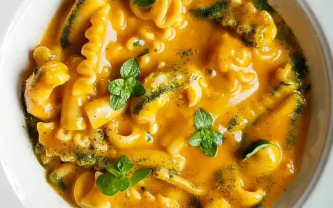 Un piatto di pasta cremosa, uno dei sapori dei ristoranti tipici pugliesi, guarnito con erbe fresche.