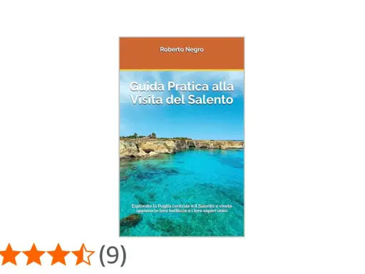 Copertina di "Guida Pratica alla Visita del Salento" con scogliere e mare cristallino, un invito a scoprire le meraviglie del Salento.